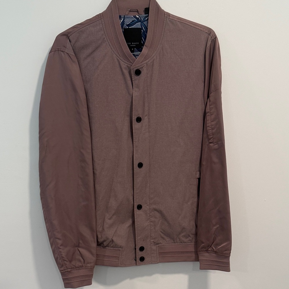 Ted Baker Bomber Jacket Men’s M Mauve Pink Snap Front Lightweight Designer